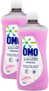 Kit 2 Lava-Roupas Omo Líquido Roupas Finas e Delicadas Original 450ml
