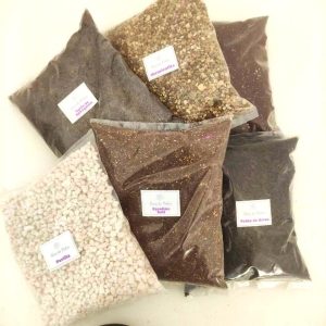 Kit 6 Insumos Substrato para Planta: Turfa, Perlita, Carolina Soil, Casca de Arroz Carbonizado, Vermiculita