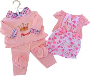 Kit Roupinha Boneca Bebê Mamãe Reborn Jardineira + Pijama 5 Peças