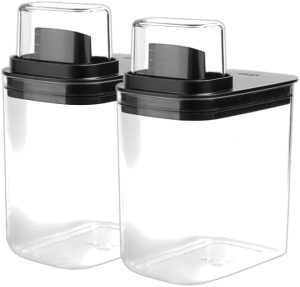 Kit c/ 2 Dispenser para Sabão em pó, Amaciante | Flow 1,5 | Com Dosador | Black | Lavanderia, Lavabo, Máquina de lavar