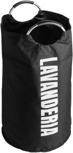 LYOR - Cesto para Lavanderia de Poliéster com Alça em Alumínio Preto 37cm x 37cm x 76cmm