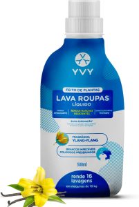 Lava Roupas Concentrado - Tira Manchas Difíceis, Dispensa Amaciante, Lavanderia Natural – Hipoalérgico, Vegano, Cruelty Free Rende – 16 Lavagens, 500ml - YVY