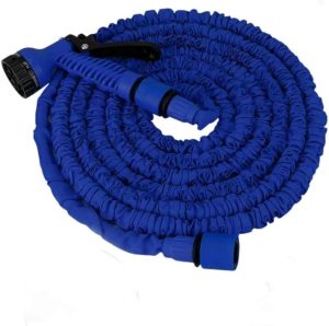Mangueira Extensível Até 1500cm com Esguicho - Flexibilidade e Controle Preciso para Irrigação (Azul)