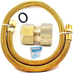 Mangueira Flexível Cobre + Adaptador Instalação Gás Glp e Gn Tamanho: 1,20 Metro