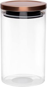 Mimo Style Borossilicato Pote Hermético de Vidro com Tampa, Transparente (Bronze), 1 L