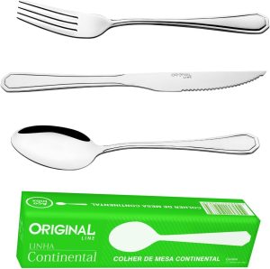 ORIGINAL LINE - Jogo Garfo Faca Colher Inox 36 Peças Restaurante Buffet