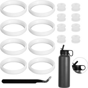 PEUTIER 17 peças de substituição de tampa de garrafa de água para garrafa térmica 24/32/40/1,814 g, acessórios de substituição de junta de garrafa de água, anel de vedação de silicone compatível com