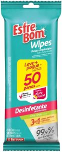 Panos Umedecidos Desinfetante, Fragrância Lima, Linha Esfrebom, Bettanin., Branco