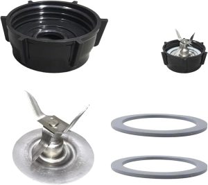 Peças de reposição para liquidificador Oster, lâmina de gelo do liquidificador com tampa de base de pote e 2 juntas de vedação de anel de vedação de borracha compatíveis