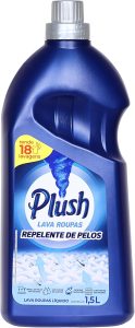 Plush, Lava roupas e tecido líquido, Repelente de pêlos, 1,5 litros, Azul