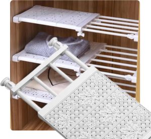 Prateleira Ajustável, Organizador Multiuso - Instalação sem furos em Armários - Despensas, Guarda-Roupas, Lavanderias – Ajusta 48 a 80 cm - Instalação sem furos - Cor Branco portátil - de aço carbono