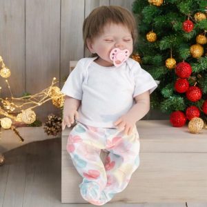 QXYIXZ Bebe Reborn Realista Menina De Silicone,Bebe Reborn Silicone Solido - 18"Com Caixa De Presente Sorriso Boneca Reborn 100% Handmade Produção Washable Bebe Reborn Realista