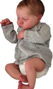 QXYIXZ Boneca Bebe Reborn Realista Menino -Bebê Reborn Menino Feito em Bebe Reborn Silicone Solido,Feche os Olhos Dormir 50cm 1.3kg Silicone Sólido Lavável Baby Reborn com Toque Suave