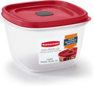 Rubbermaid Easy Find Lids Recipiente de armazenamento e organização de alimentos para 7 xícaras, vermelho