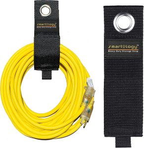 SMARTOLOGY Organizador de armazenamento de cabo de extensão, prendedor de cabo, alças de cabo resistentes para ferramentas, mangueiras, corda, fio, pacote com 9