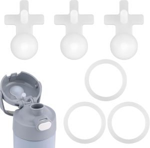 Tinoaly 3 peças de rolha de vazamento de substituição e 3 anéis de vedação para Thermos Funtainer garrafa isolada a vácuo de aço inoxidável de 473 ml, vedação de silicone e tampa, acessórios de peças