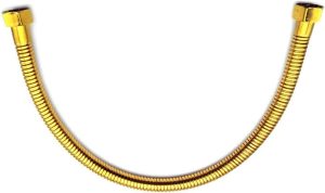 Tubo de encanamento dourado, mangueira de encanamento dourada conector de válvula de ângulo de 1/2, mangueira de vaso sanitário dourada de aço inoxidável para banheiro, comprimento dos acessórios 50