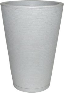 Vaso Planta Decorativo Jardim Polietileno Coluna Redonda 34x50 Cor:Cinza
