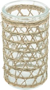 Vaso de Vidro e Fibra Natural 8,5cm x 15,5cm - Wolff