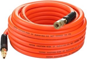 YOTOO Mangueira de ar de 1,9 cm x 15,2 m, mangueira de compressor de ar híbrida resistente de 300 PSI, leve, resistente a dobras, flexibilidade para todos os climas com acessórios de ar industrial de