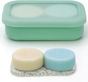 ozner Recipiente de Sabonete de Viagem À Prova de Vazamento Aprimorado, Estojo de Viagem Grande para Xampu, Suporte para Sabonete Em Barra com Camada de Drenagem, Estojo de Viagem (, Verde-Grande)